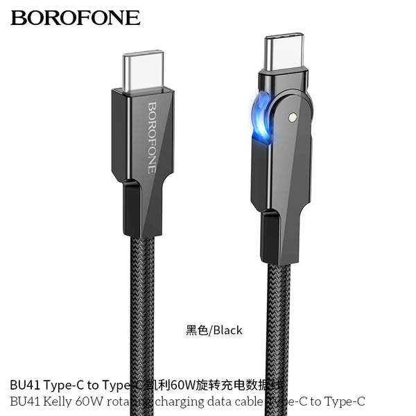 Kelly 60W rotating charging data cable Type-C to Type-C