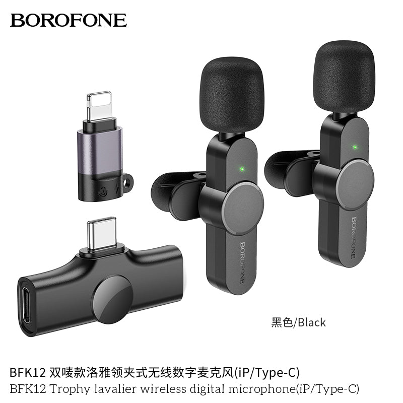 Borofone BFK12 Trophy lavalier wireless digital microphone iphone /type c