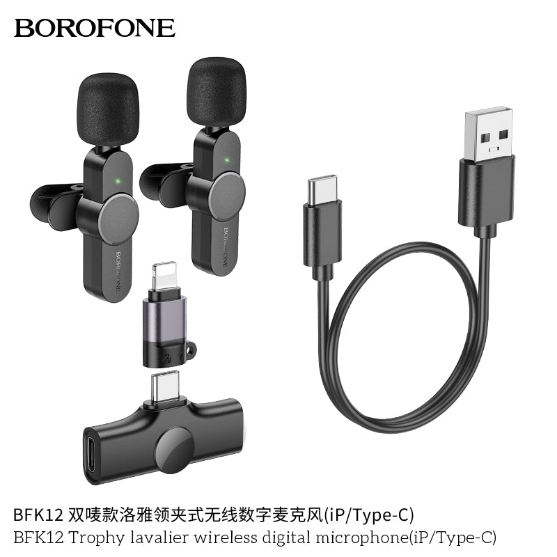 Borofone BFK12 Trophy lavalier wireless digital microphone iphone /type c