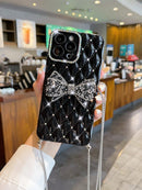 iPhone 13promax Rhinestone Bow Phone Case with Lanyard