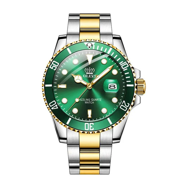 OLEVS Watches for Men  Big Face Waterproof Mens Wristwatch Analog Dress Two Tone Stainless Steel Man Watch Luminous Relojes De Hombre