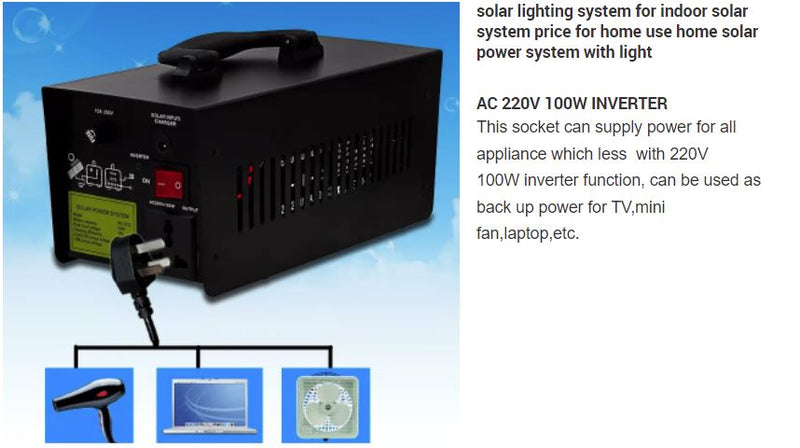 Portable Solar Power System(220V) for Lighting 12V 12AH Solar Panel Charging Home use with lights