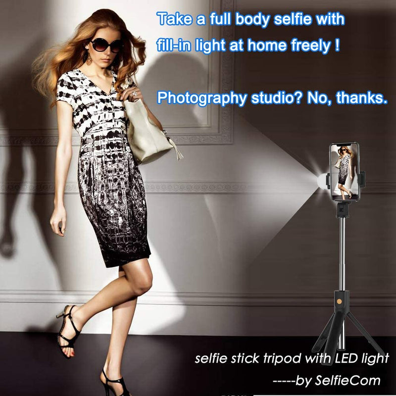 Selfie Stick With Light/Tripod