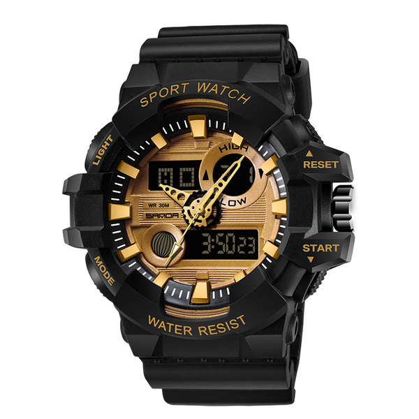 SANDA world black-yellow man digital watch clear Rubber strap water resist Calendar Chrono character explorer watch set
