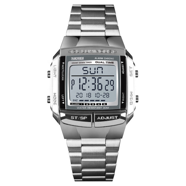 Men Sport Watch Chronograph Fashion Watch- Silver