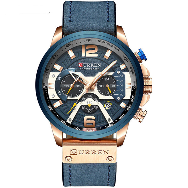 Top Brand Luxury Chronograph Men Watches Leather Luxury Waterproof Sport Watch clock men curren Wristwatch