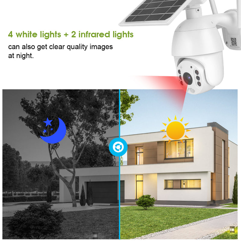 Waterproof Night Vision Intelligent Solar Energy Alert Surveillance PTZ 4G Camera System