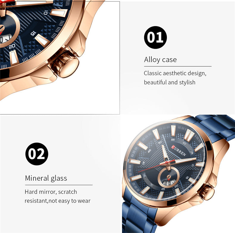Watches Men's Top Brand CURREN Fashion Causal Quartz Wristwatch Stainless Steel