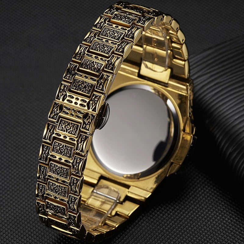 Fashion quartz Brand ONOLA luxury  stainless steel gold watch mens