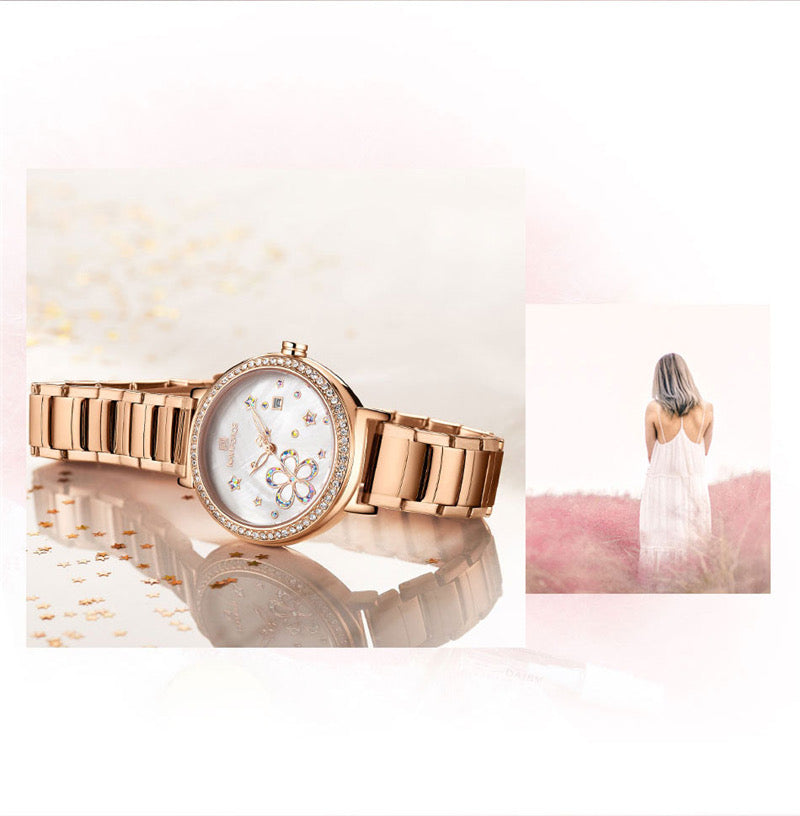 NAVIFORCE Lady Dress Watch Stainless Steel for Women Gift for Girl Wife Friend Quartz Watch Fashion & Casual Bracelet