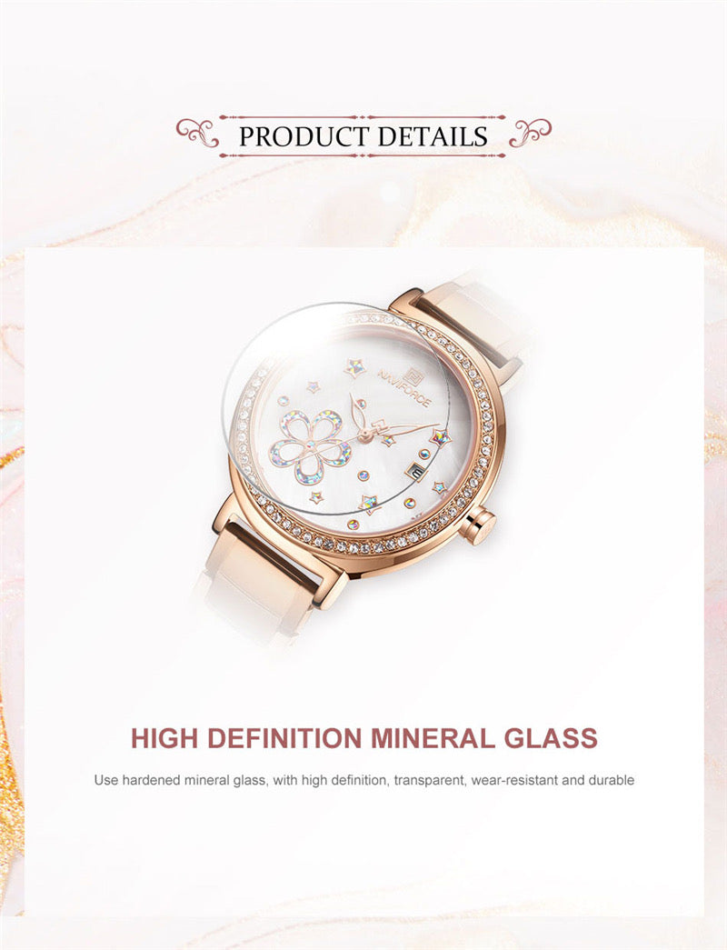 NAVIFORCE Lady Dress Watch Stainless Steel for Women Gift for Girl Wife Friend Quartz Watch Fashion & Casual Bracelet