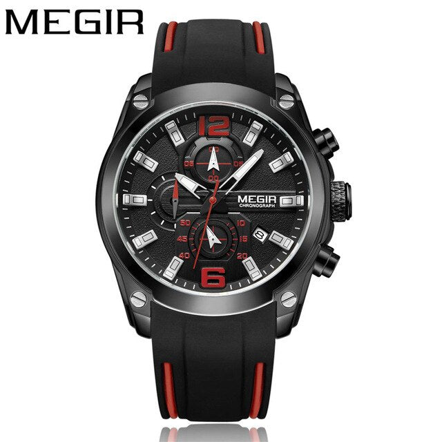 MEGIR Watch Men Waterproof  Military Luxury Sport Wristwatch Black