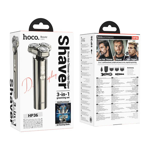 3 in 1 Grooming Set with Shaver, Hair Clipper, Nose Hair Trimmer (HP36)