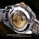 Unisex Self-Winding Automatic Mechanical Blue Analog Watch - For Men & Women Self-Winding LifeLong Wrist Pulses Business Skeleton Tourbillon Stainless Silver