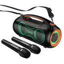 600W Bluetooth Party Speaker with 2 Wireless Microphones, RGB Light, 6000mAh Battery, IPX5 Waterproof (DS67)