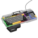 Ergonomic Wired Gaming Keyboard with RGB Rainbow Light, 6-Key Anti-Ghosting, Integrated Wrist Rest (GM702)