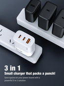 65W GaN Ultra Fast Charger w/ 2 USB-C & USB-A (AU7)