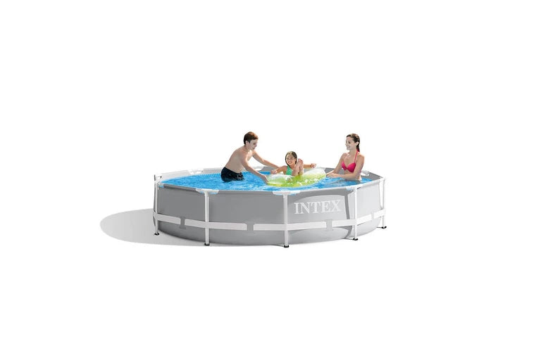 Intex 3.05mx76cm Prism Frame Premium Above Ground Swimming Pool Set Outdoor Grey