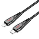 27W Nylon Braided Metallic USB Cable - Lightning to Type C (U133)