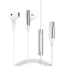 Universal Digital USB-C Wired Earphones with Microphone, Nylon Braided Wire (L3) White