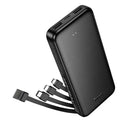 2A Power Bank with Charging Indicator, 2 Inputs, 5 Outputs, 4 Built-in Cables (10000mAh) (J163)
