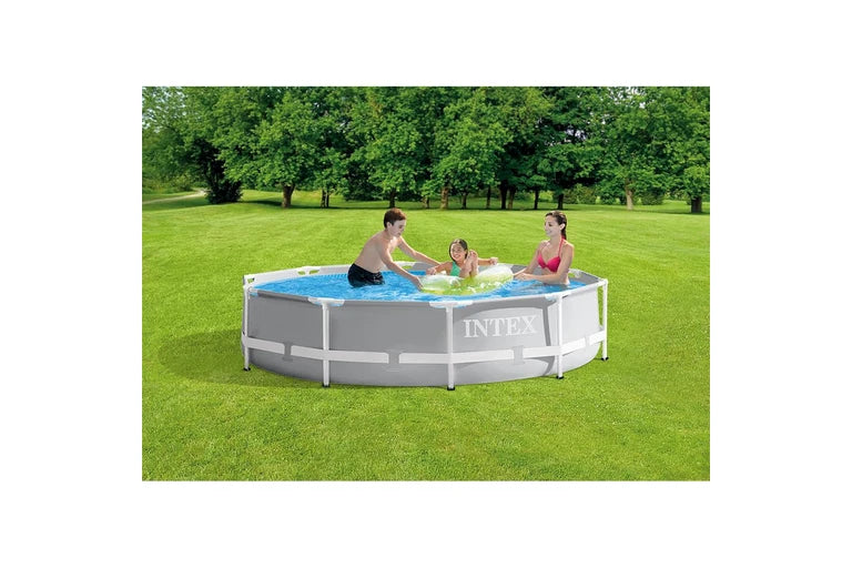 Intex 3.05mx76cm Prism Frame Premium Above Ground Swimming Pool Set Outdoor Grey