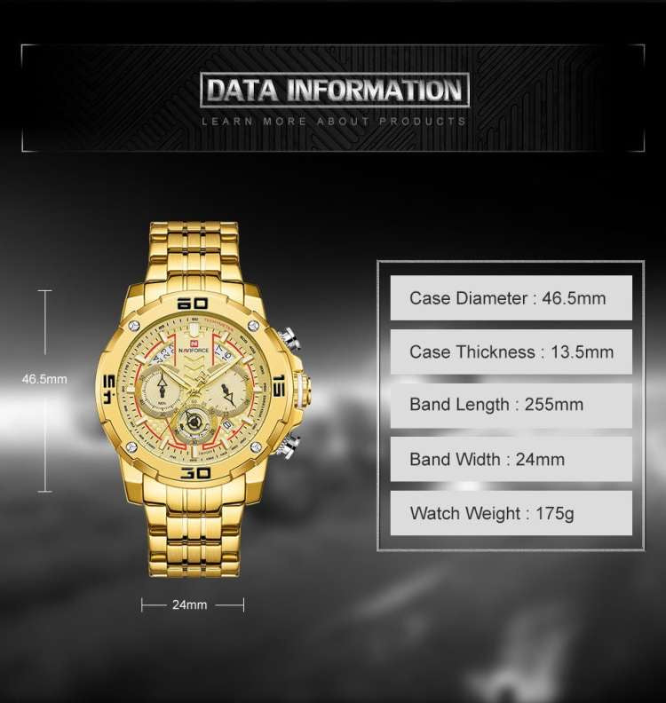 Naviforce Golden Men Watches