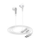 Universal Digital USB-C Wired Earphones with Microphone, Nylon Braided Wire (L3) White