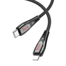 27W Nylon Braided Metallic USB Cable - Lightning to Type C (U133)