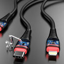 3 in 1 Fast Charge USB Cable - Black (X1)