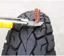 Tyre Puncture Repair Kit with Emergency Brown Puncher Seal Strips (T-Handle Plugger + Rubber Solution + 10 Seal Strips)