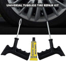 Tyre Puncture Repair Kit with Emergency Brown Puncher Seal Strips (T-Handle Plugger + Rubber Solution + 10 Seal Strips)