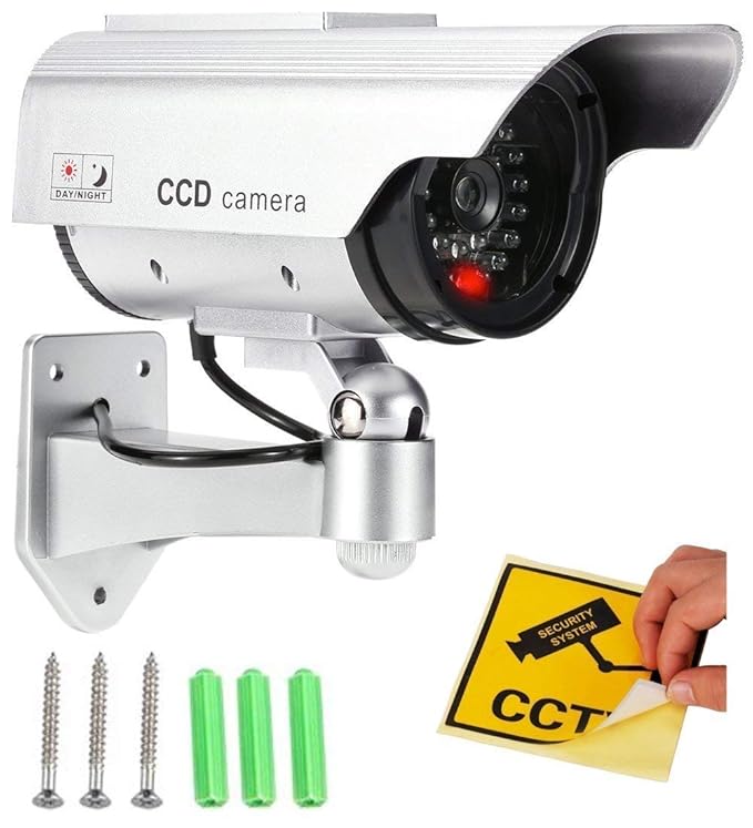 Dummy Security CCTV Bullet Camera with Flashing LED Light Indication,