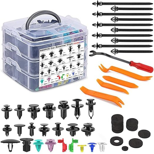 40-Piece Car Push Retainer Clip Kit – Bumper, Trim, Moulding Rivets For Honda, Toyota, Ford, Etc. (Black Plastic, 1-Year Warranty)
