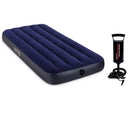 Intex Polyvinyl Chloride (PVC) Air Lock Single Inflatable Bed (Blue) With Air Pump