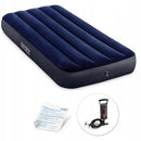 Intex Polyvinyl Chloride (PVC) Air Lock Single Inflatable Bed (Blue) With Air Pump