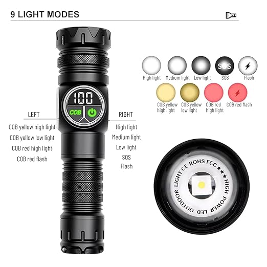Rechargeable Flashlight COB + LED Torchlight