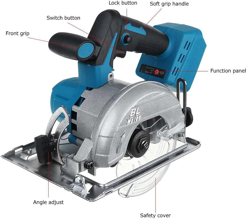 Cordless Electric Circular Wood Cutter 0° to 45° Adjustable Sawing Machine for 21V Battery