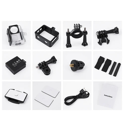 4K 2160P/60FPS Sports Camera w/ 12MP EIS Stabilization Anti Shake, 30M Waterproof, Front & Back Dual Screen (DV102)