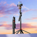 Automatic Face Tracking Selfie Stick with 1.8m Quadpod, Camera Mount, 360' Rotation, Gimbal Stablizer, AI Hand Gesture Recognition, AI Smart Follow Up (DYY04)