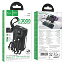 22.5W PD+QC Power Bank with 4 Built-in Cables, Digital Display, 2x LED Lights (20000mAh) (J173)