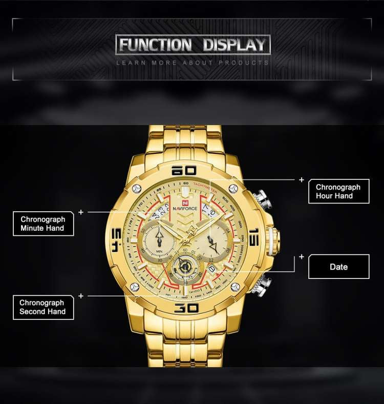 Naviforce Golden Men Watches