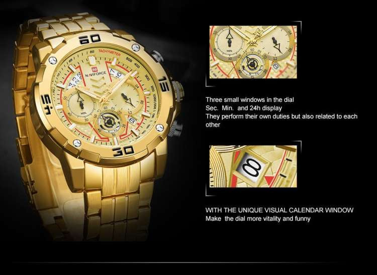 Naviforce Golden Men Watches