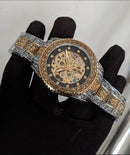 Unisex Self-Winding Automatic Mechanical Blue Analog Watch - For Men & Women Self-Winding LifeLong Wrist Pulses Business Skeleton Tourbillon Stainless Silver