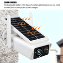 Outdoor Solar Security Camera Wireless WiFi Night Vision PIR Detection Dual-Way Audio IP66 Waterproof for Home Surveillance