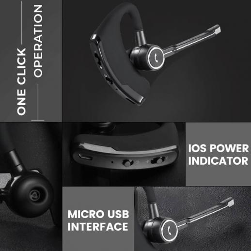 V8S Stereo Wireless Business Intelligence Noise Reduction Bluetooth Headset for Business/Office/Driving