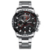 DOM 8815 Men's Multifunction Quartz Watch - Stainless Steel, Waterproof