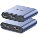 Mindpure 4K HDMI Splitter 1 in 2 Out 4K 30Hz Aluminum HDMI 1x2 Splitter with Type-C Power Support 40m Long Distance