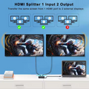 Mindpure 4K HDMI Splitter 1 in 2 Out 4K 30Hz Aluminum HDMI 1x2 Splitter with Type-C Power Support 40m Long Distance