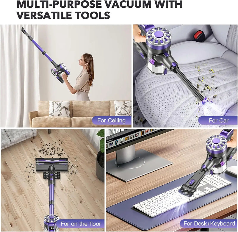 ONSON Sofa Cordless Vacuum Cleaner 20Kpa Swivel Steering Stick for Household Carpet and Hard Floor Cleaning